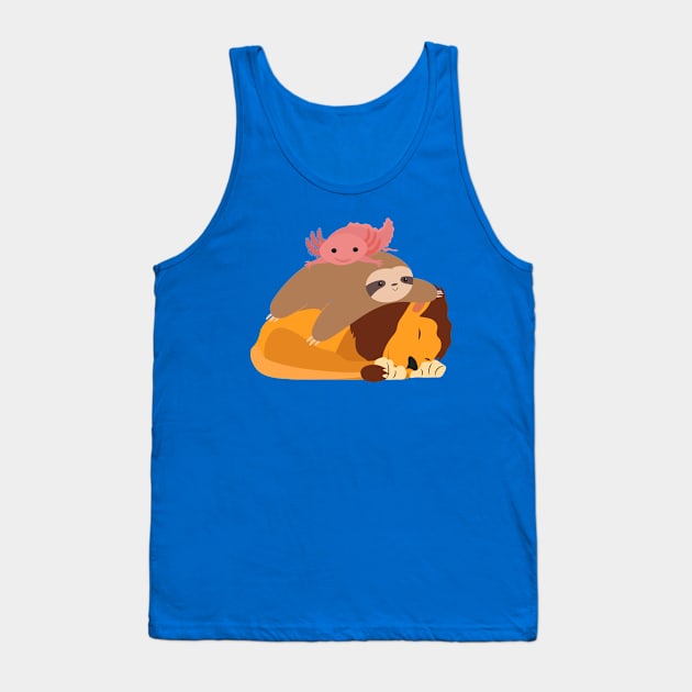 Lion Sloth Axolotl Stack Funny Tank Top by DesignArchitect